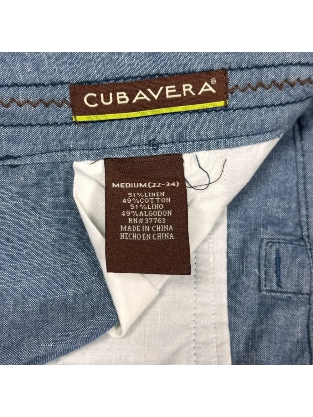 New Cubavera Linen Blend Relaxed Drawstring Pants M 32-34 Chambray Breezy